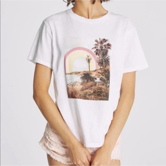 Wildfox Rainbow Coast Keke Beach T-Shirt Tee White Crew Neck NEW Size Small - Picture 14 of 14